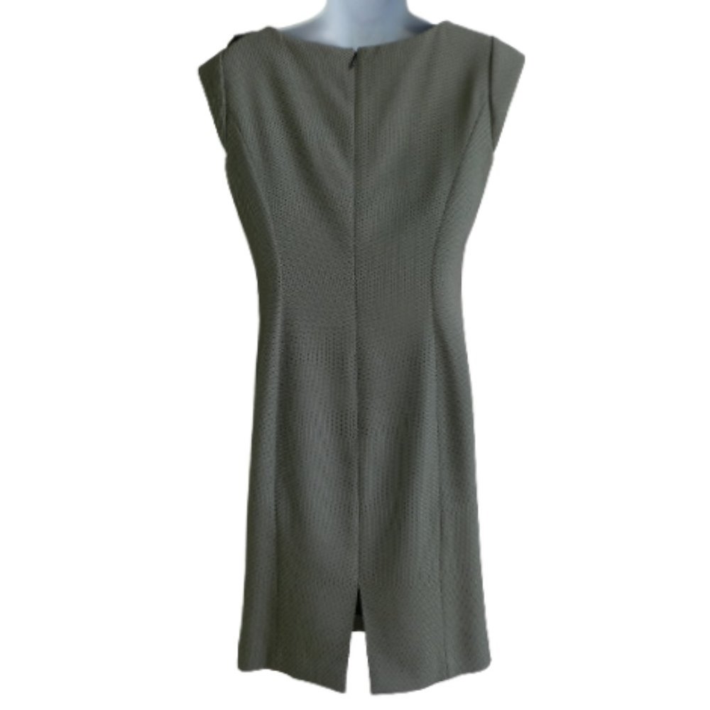 Tahari Arthur S Levine Micro Dot Sheath Dress Bow Neckline Princess Seams Line 4 - Picture 2 of 8